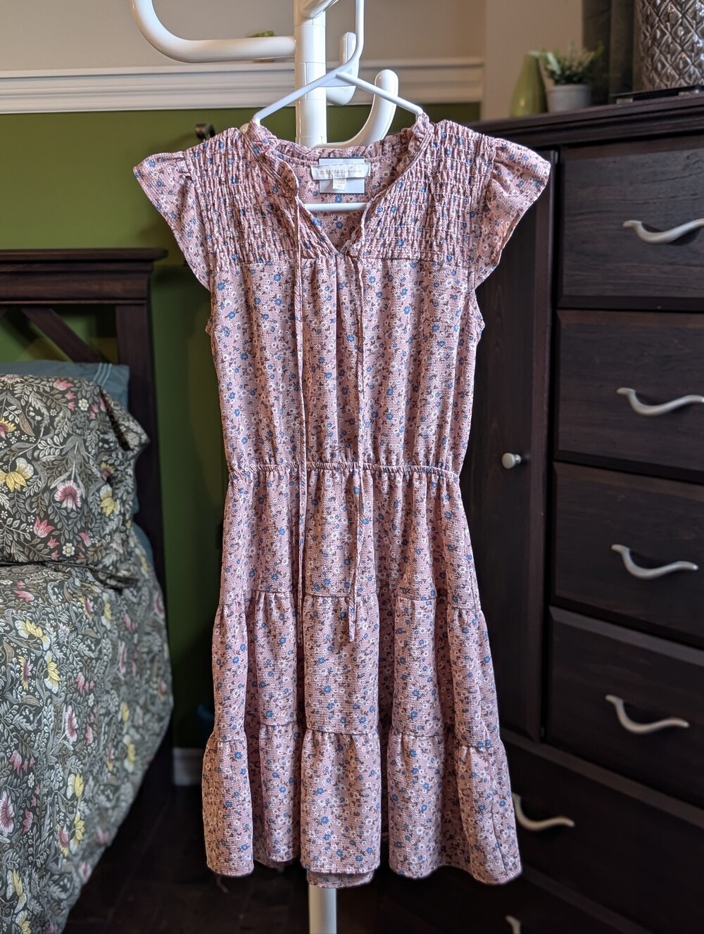 Monteau Pink Floral Tiered Dress